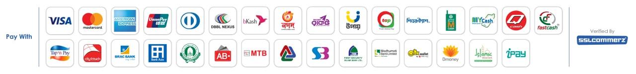 Pay with Visa, Mastercard, bKash, Nagad, and other supported methods